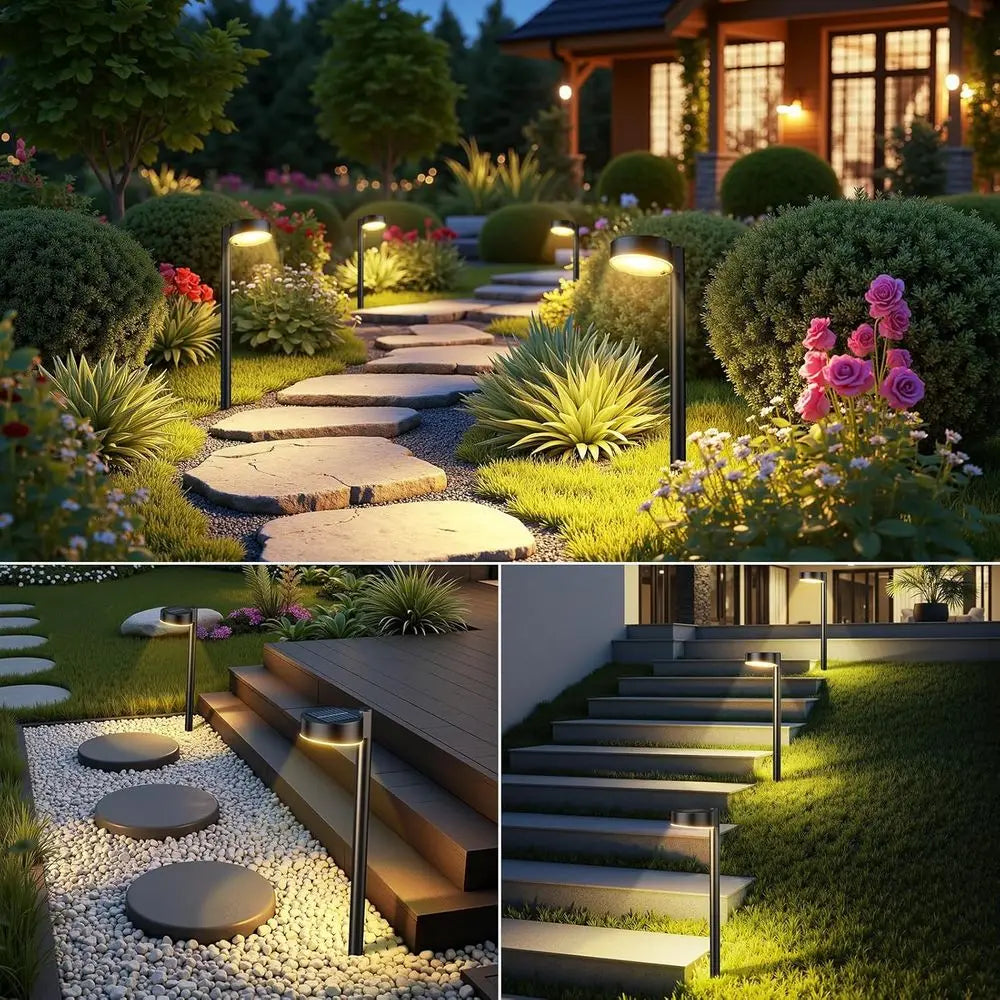 8 Pack Solar Pathway Lights Outdoor, 12 LED Solar Lights Waterproof, for Yard Garden Walkway Driveway