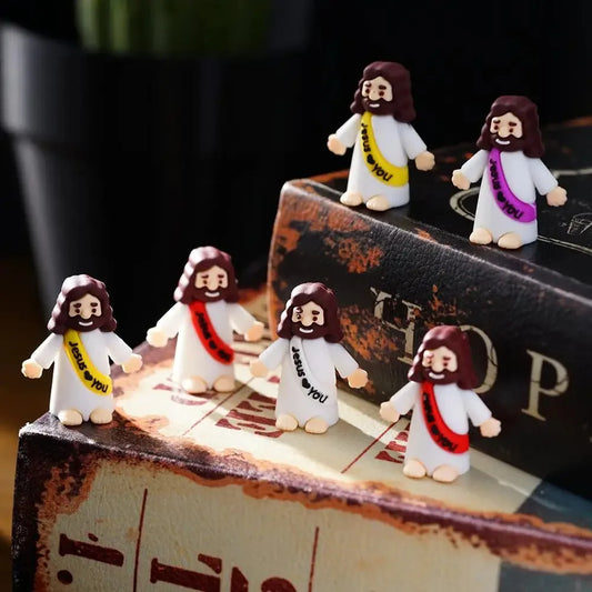 Jesus Figures Mini Toys in 10 Colors - Mini Rubber Jes Miniatures for Bedroom, Office, Desktop, Gifts or Decorations