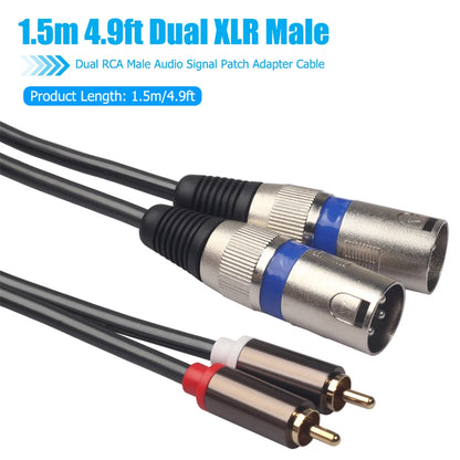 Dual XLR Male To Dual RCA Male Audio Cable