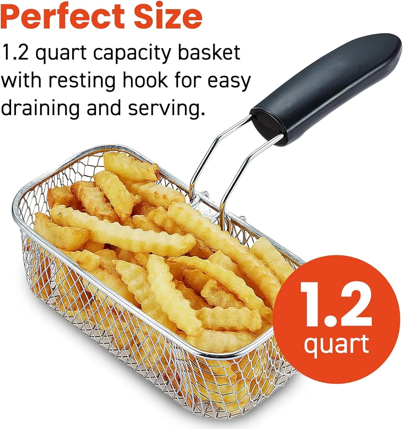 Electric Deep Fryer, 1.2 Qt Oil Capacity, Adjustable Temperature, Removable Basket, Stainless Steel