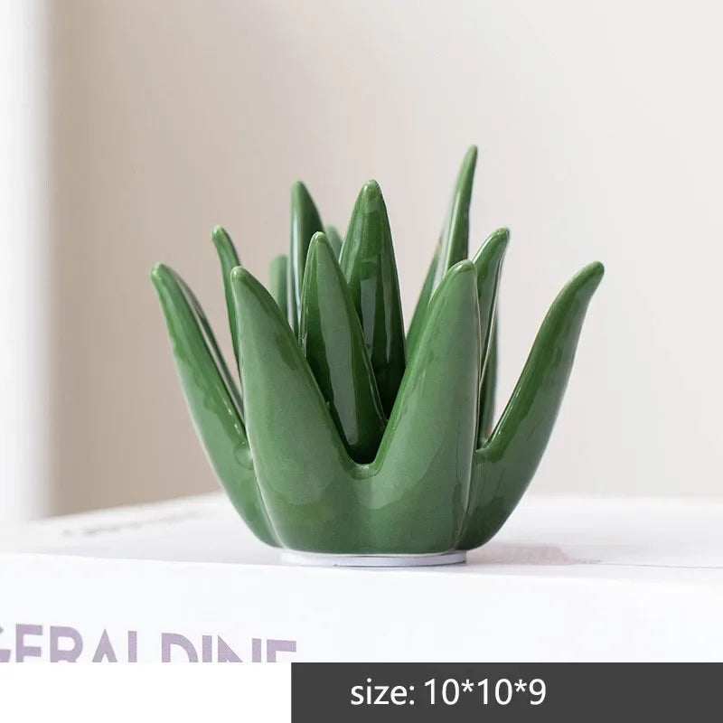 Nordic Ceramic Cactus Aloe Ring, Jewelry, and Earring Storage