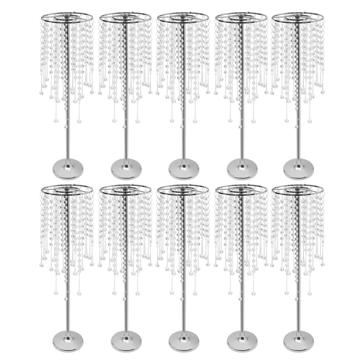 10 Pieces Crystal Silver Flower Stand Large Flower Stand Wedding Decor Table Centerpieces Home Decor 75cm Height