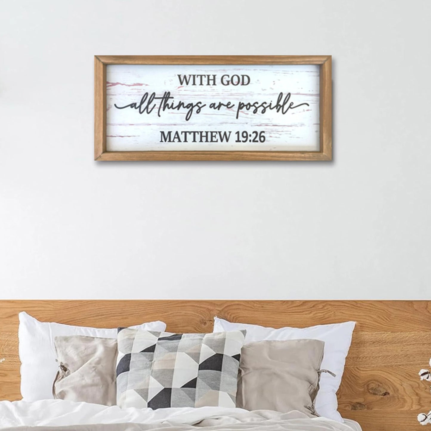 Trust in God for All Things Are Possible Inspirational Wooden Wall Art Sign for Home Decor