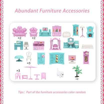Dollhouse Kit with 4 Dolls, Furniture and Accessories