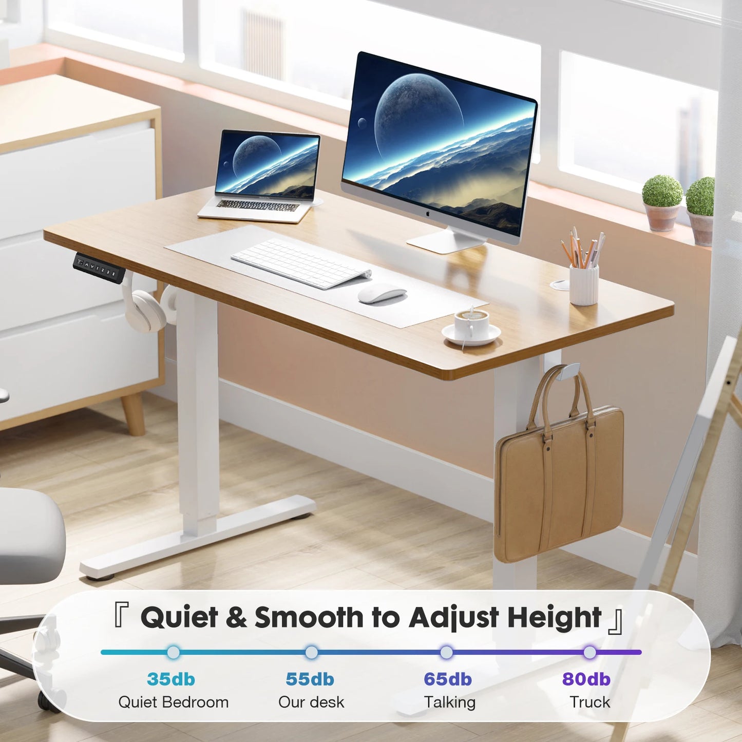 Electric Standing Desk - Height Adjustable 40x24 Inch Stand Up Sit Down Ergonomic Workstation