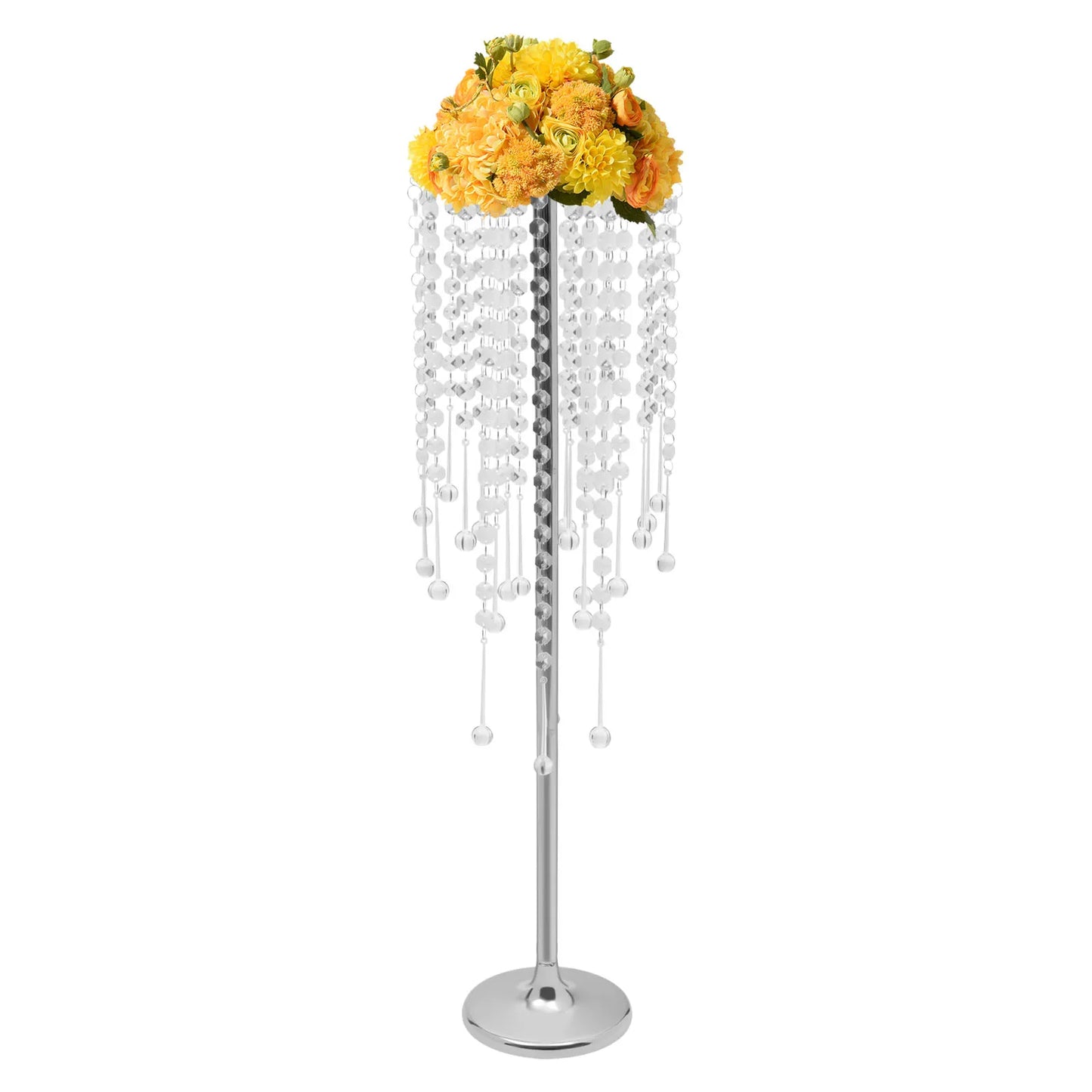 10 Pieces Crystal Silver Flower Stand Large Flower Stand Wedding Decor Table Centerpieces Home Decor 75cm Height