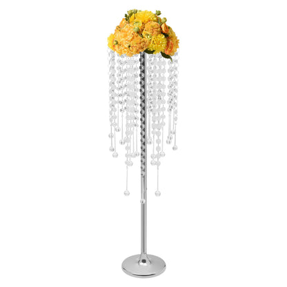 10 Pieces Crystal Silver Flower Stand Large Flower Stand Wedding Decor Table Centerpieces Home Decor 75cm Height