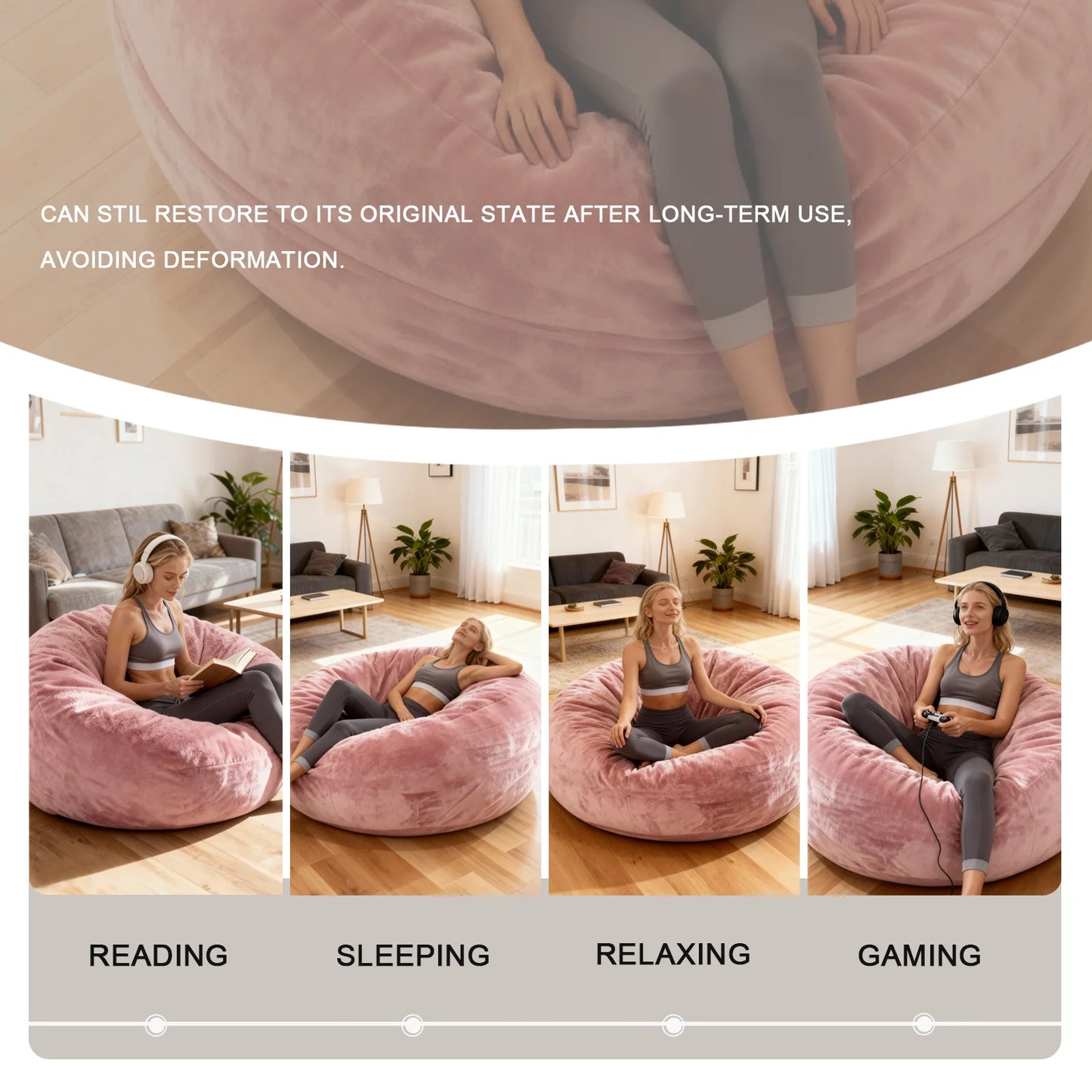 Big Bean Bag Chairs for Adults, With Filler Memory Foam Super Soft Plush, for Living Room, Family Room, Bedroom and 3 season room
