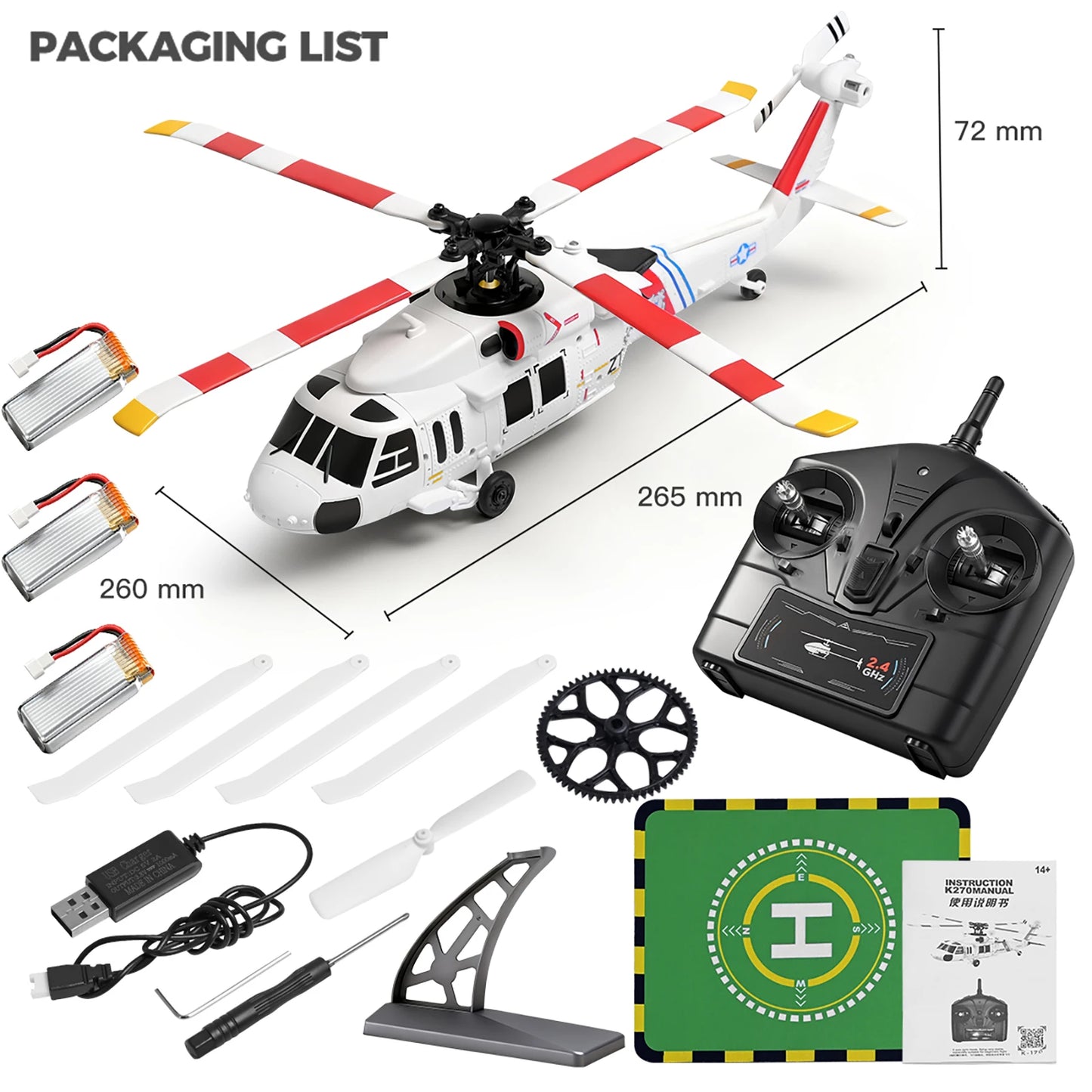 Remote Controlled Helicopter 2.4Ghz 4CH RC Helicopter Heli 6-Axis Gyroscope Optical Flow Position
