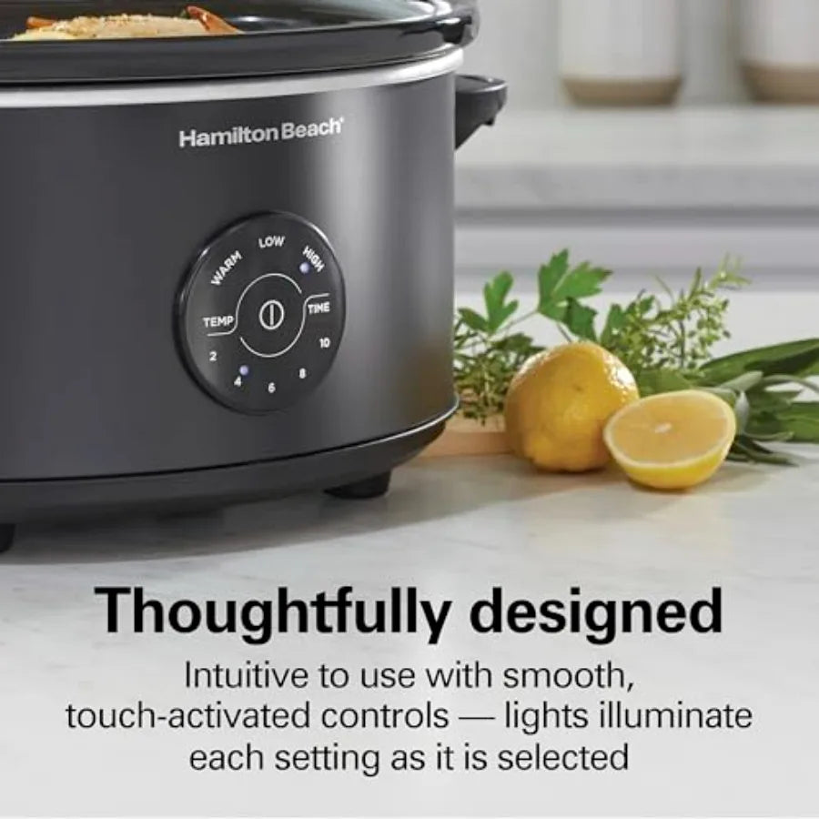 7 Quart Set and Forget Portable Programmable Slow Cooker with 15 Cooking Options