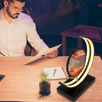 Moving Sand Art Picture In Motion, 3D Sand Lamp in 3 Colors With Stand