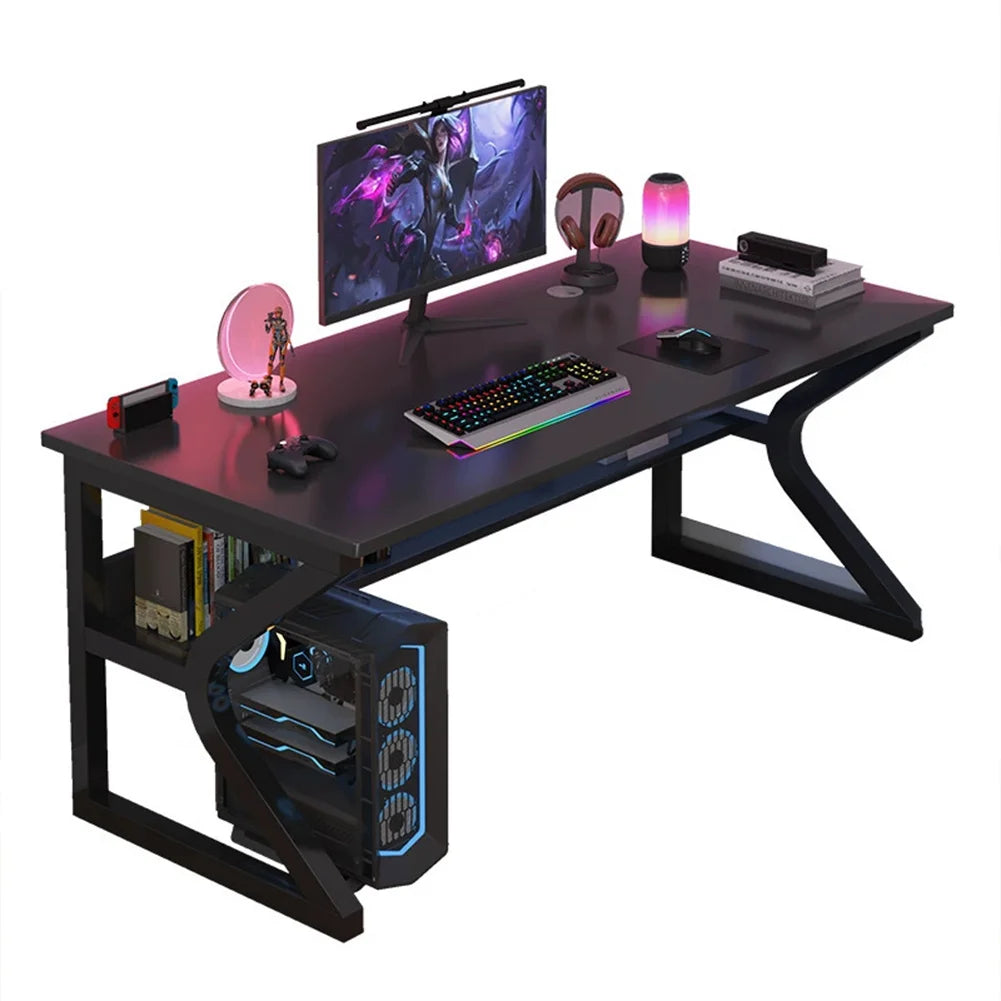 80x50x75cm Modern Large Home Office Desk, Simple Executive Writing Table with Storage, Metal Wooden Study Work PC Gaming Table