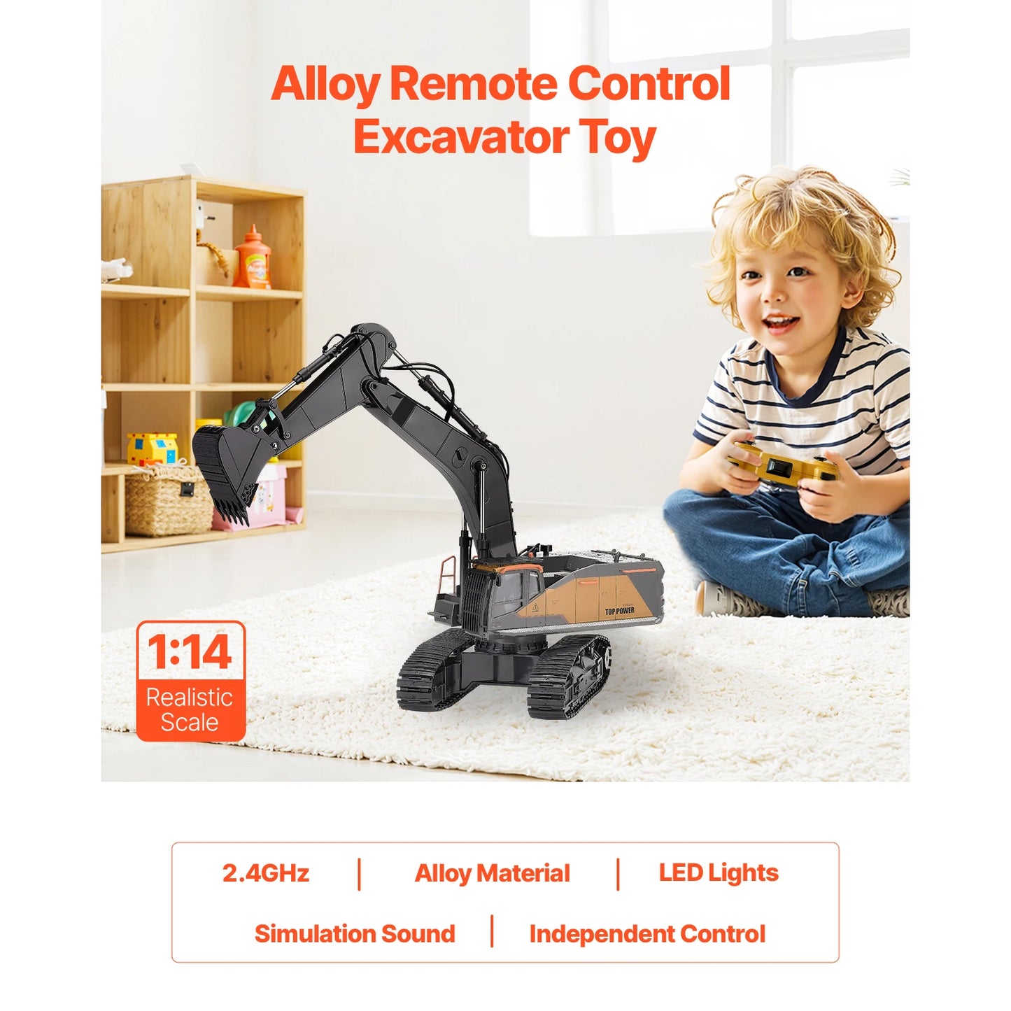 1:14 RC 22 Channel  Excavator with Shovel & Sounds