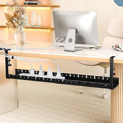 Clamp Mounted Under Desk Cable Management Tray