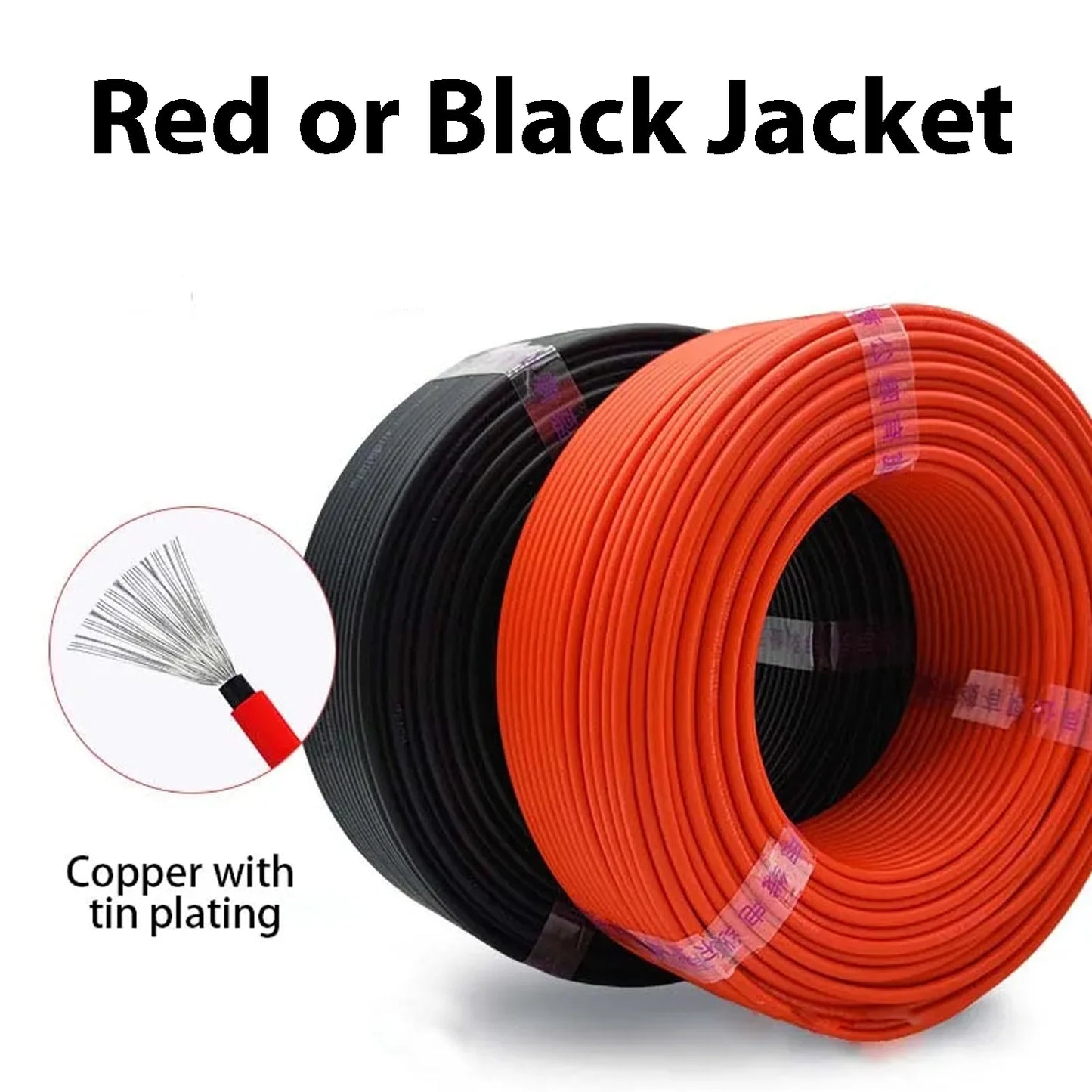 Solar Power Cable 4/6mm2 12/10AWG Wire Photovoltaic TÜV TUV Cable For PV Panels Connection Red Black PVC Double Layer EU Stock