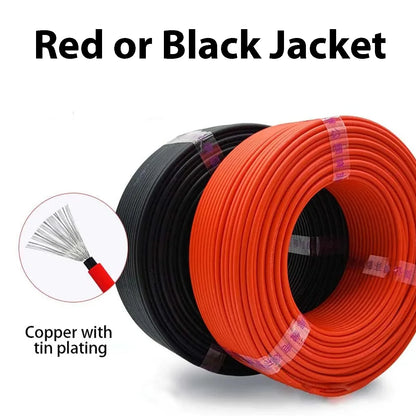 Solar Power Cable 4/6mm2 12/10AWG Wire Photovoltaic TÜV TUV Cable For PV Panels Connection Red Black PVC Double Layer EU Stock