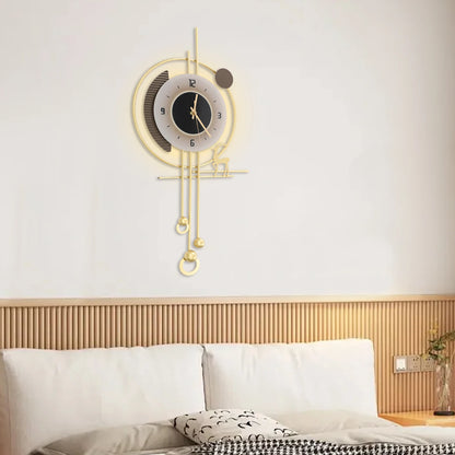 Modern Gold Iron LED Lighted Wall Clock for Home,Bedroom