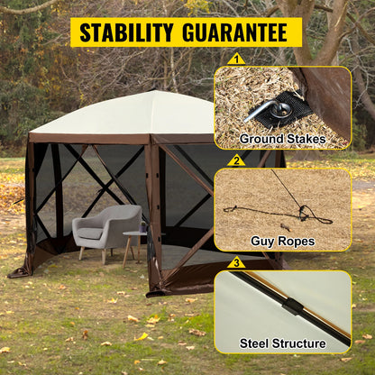 Pop-up Camping Gazebo Shelter 6 Sided 12' x 12' / 10' x 10' Sun Shade Tents & Canopies Camping & Hiking