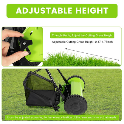 12 Inch, 5 Blade, Manual Push Reel Lawn Mower
