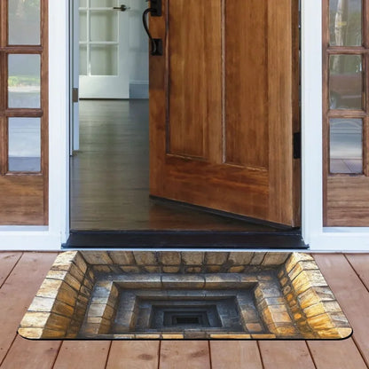 2D Optical Illusion Doormat - non-slip rubber backing, easy to clean and durable, suitable for indoor/outdoor use