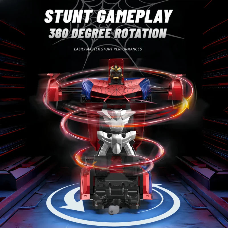 RC Transforming Remote Control Car 2.4GHz With Dual-Color Lights, Fast 360°Rotation, One-Click Deformation