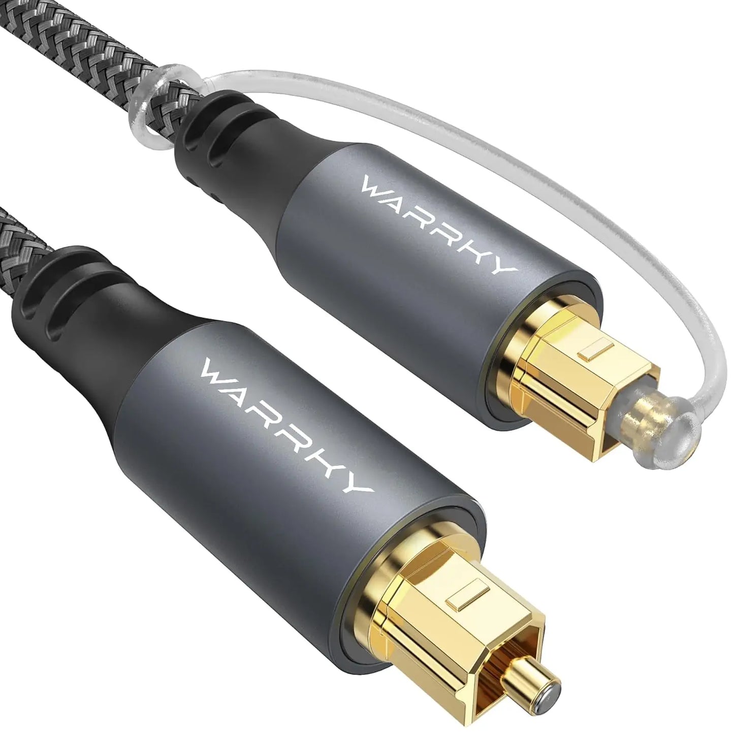Warrky 6ft Optical Audio Cable for Soundbar, TV, Stereo Systems with Nylon Braided Slim Metal Case