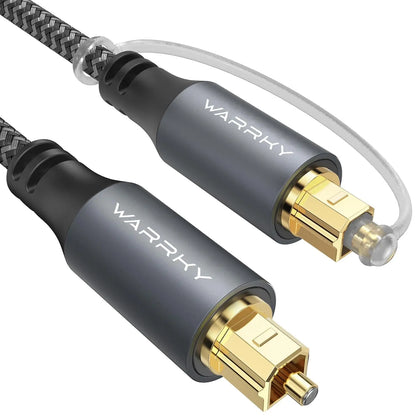 Warrky 6ft Optical Audio Cable for Soundbar, TV, Stereo Systems with Nylon Braided Slim Metal Case