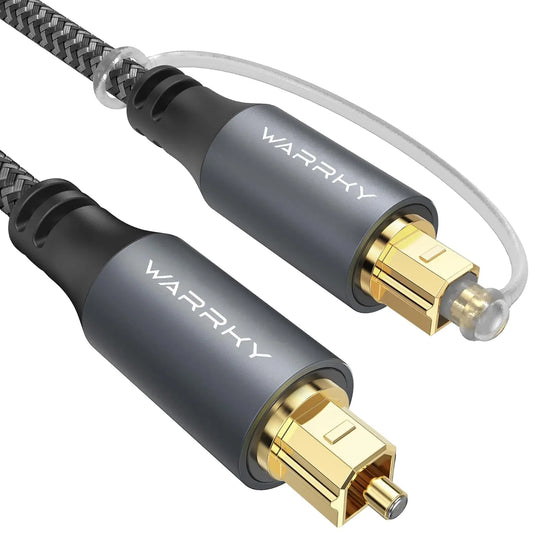 Warrky 6ft Optical Audio Cable for Soundbar, TV, Stereo Systems with Nylon Braided Slim Metal Case