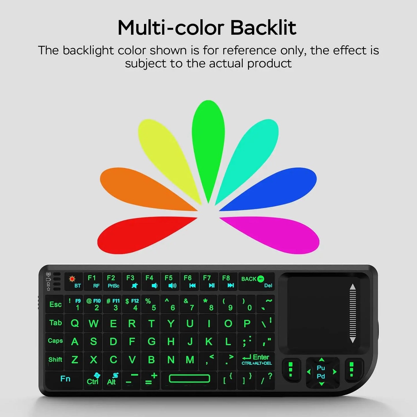 Mini Bluetooth Keyboard with Touchpad, Ultra-Thin Wireless Portable Keyboard for PC, Tablet, TV, Smartphone – Rechargeable