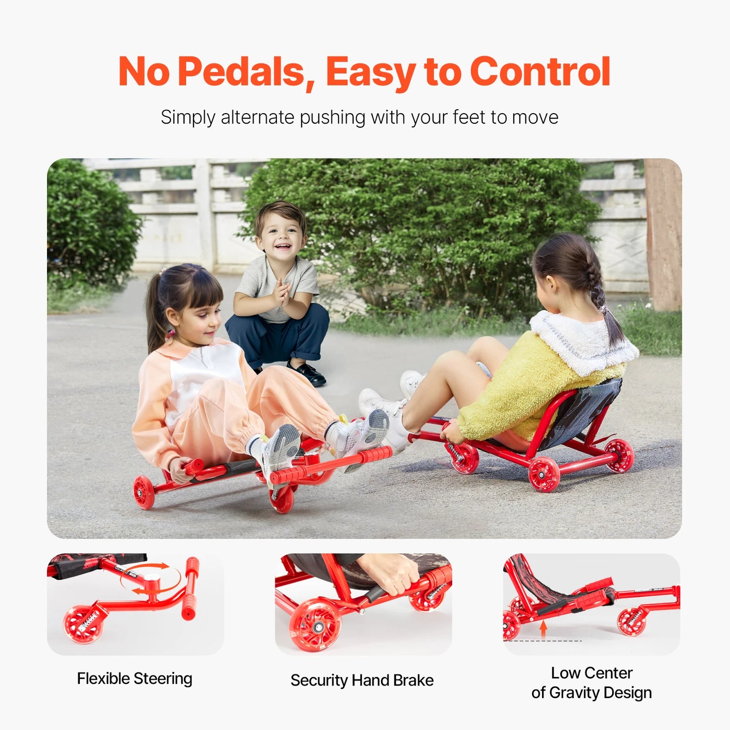 132/198lbs Kids Ride on Scooter With Side-to-Side Swing