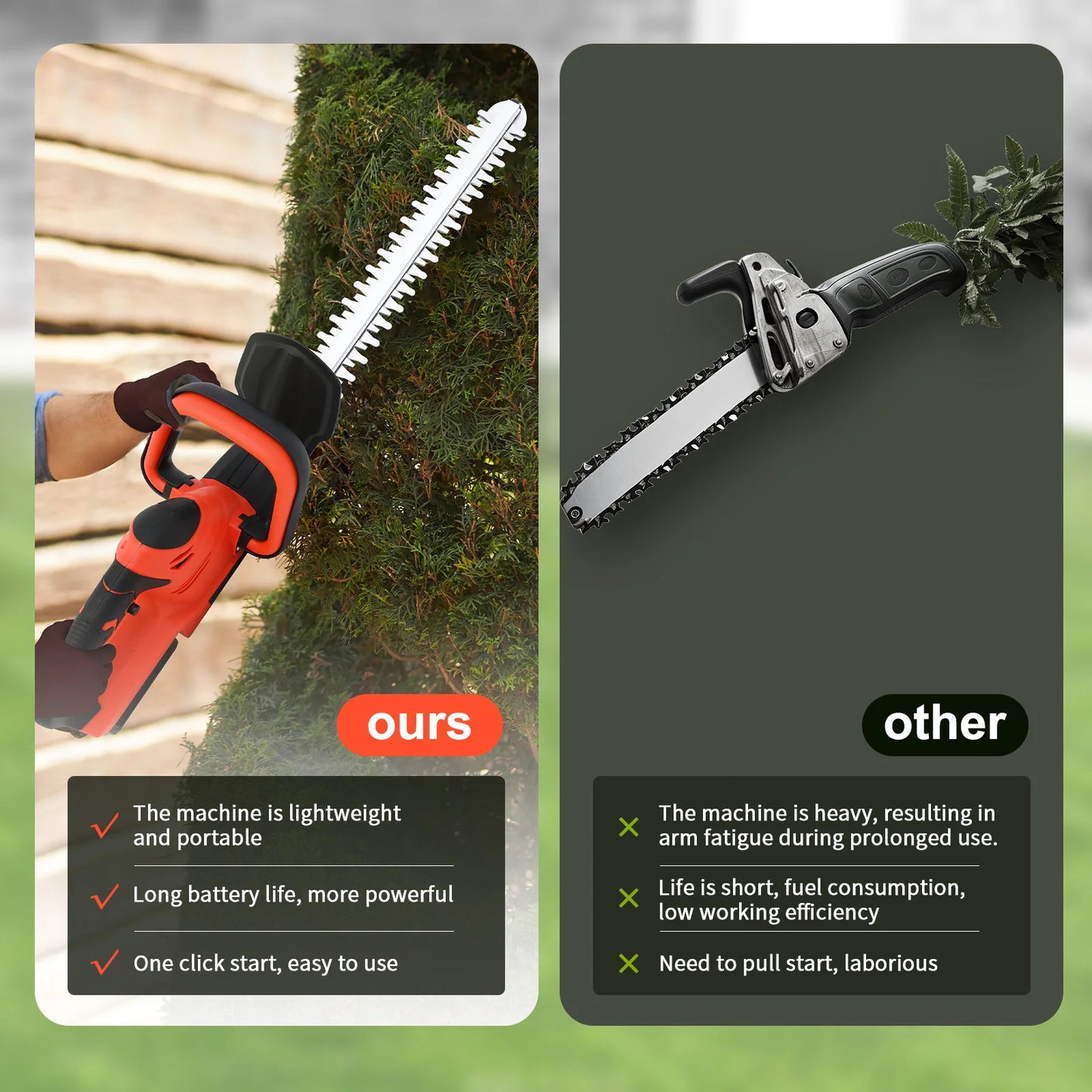 22, "  21V Handheld Hedge Trimmer