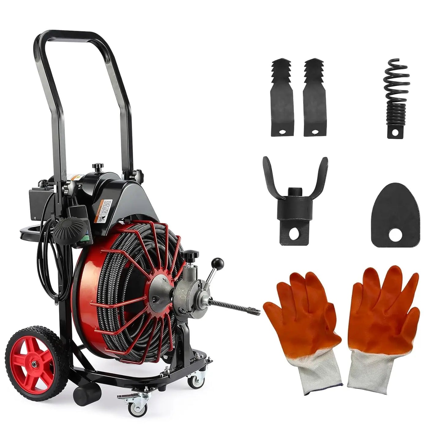 Drain Cleaner Machine 100 FT, With Auto Feed and 4 Cutters