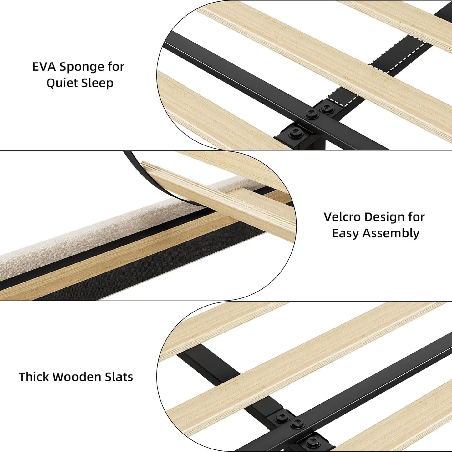 Queen Size Upholstered Platform Bed Frame with Storage Drawers