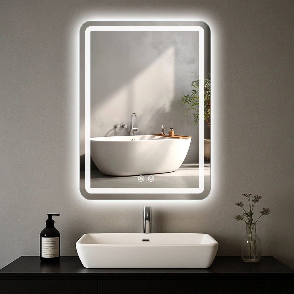 20x28 inch LED Bathroom Mirror with Backlit Lights, Fogless Makeup Mirror Wall Mounted