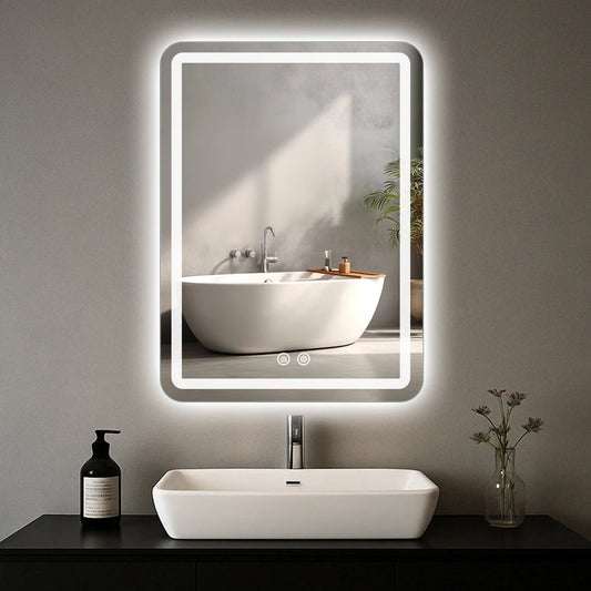 20x28 inch LED Bathroom Mirror with Backlit Lights, Fogless Makeup Mirror Wall Mounted