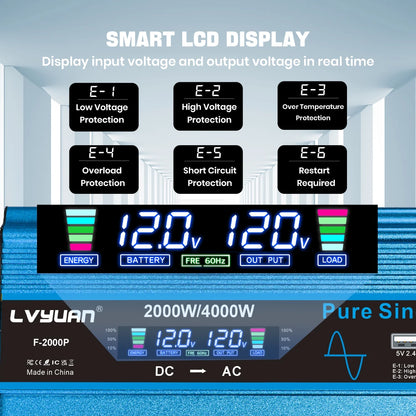 4000W Pure Sine Wave Inverter DC 12v/24v To AC 110v