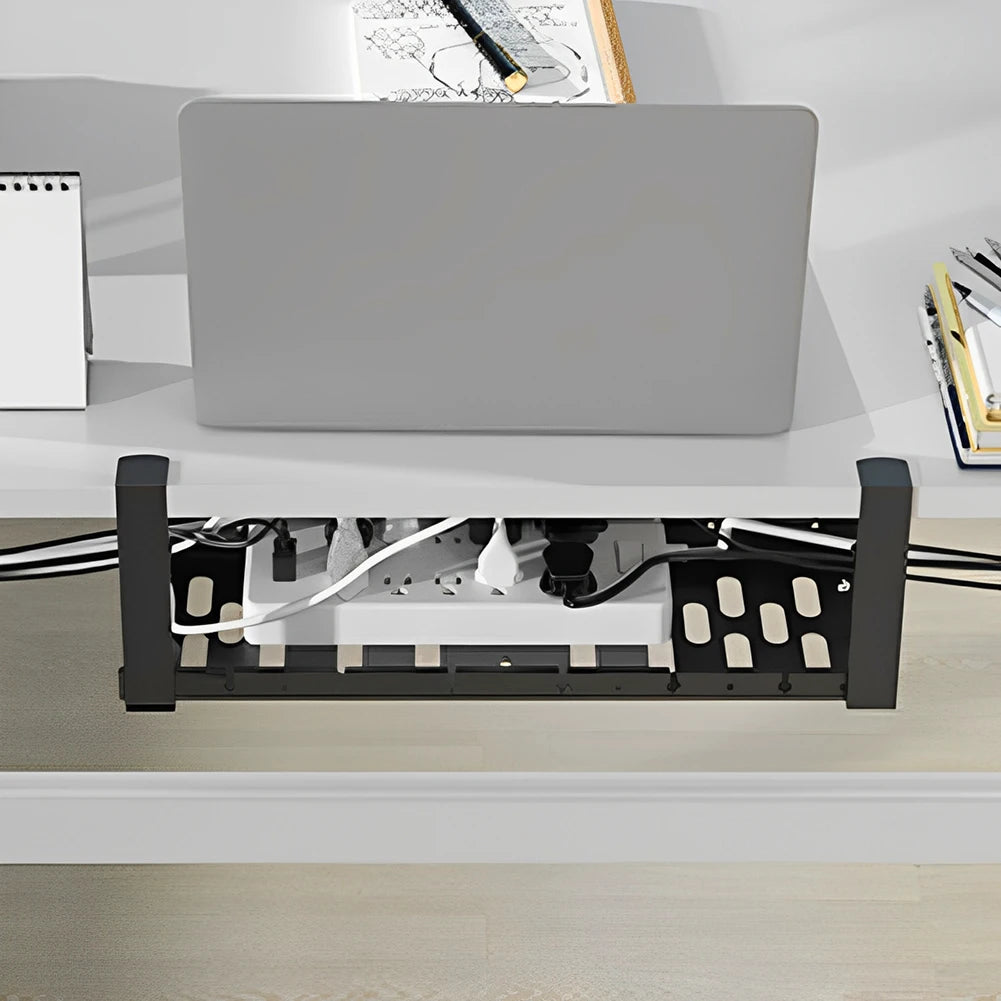 Clamp Mounted Under Desk Cable Management Tray