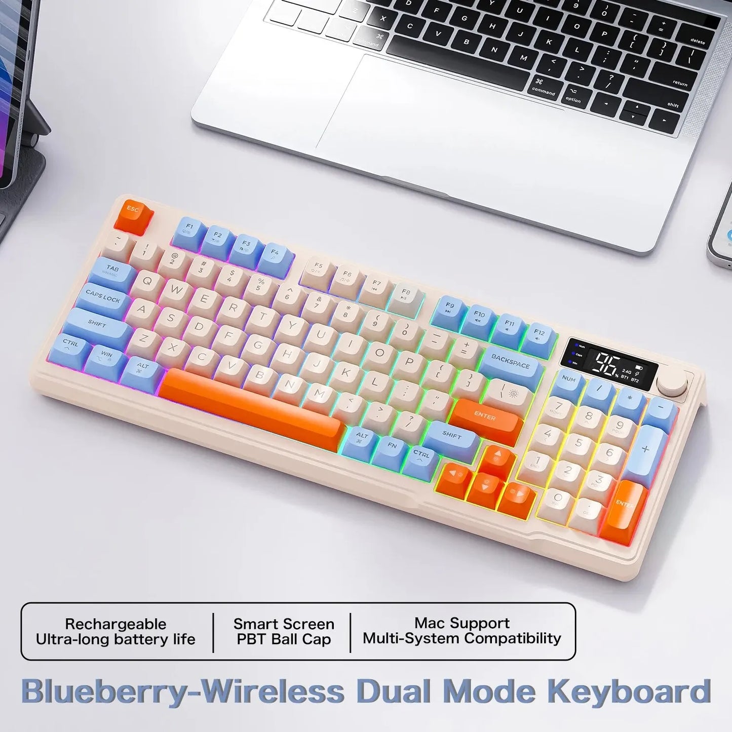 Wireless Keyboard Bluetooth Dual-Mode Connection, Multi-Device Linking, Ergonomic