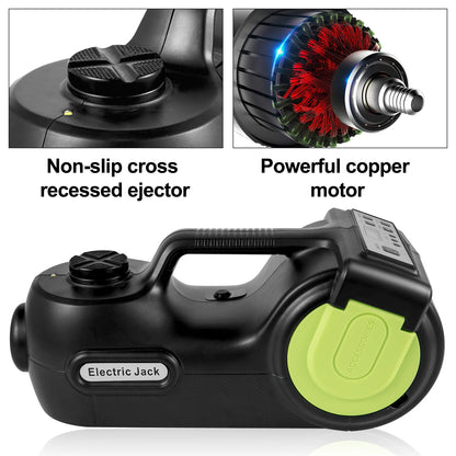 4-In-1 Electric 5T Portable Hydraulic Jack, Impact Wrench, Tire Compressor, Lifting,  and LED Light Tool