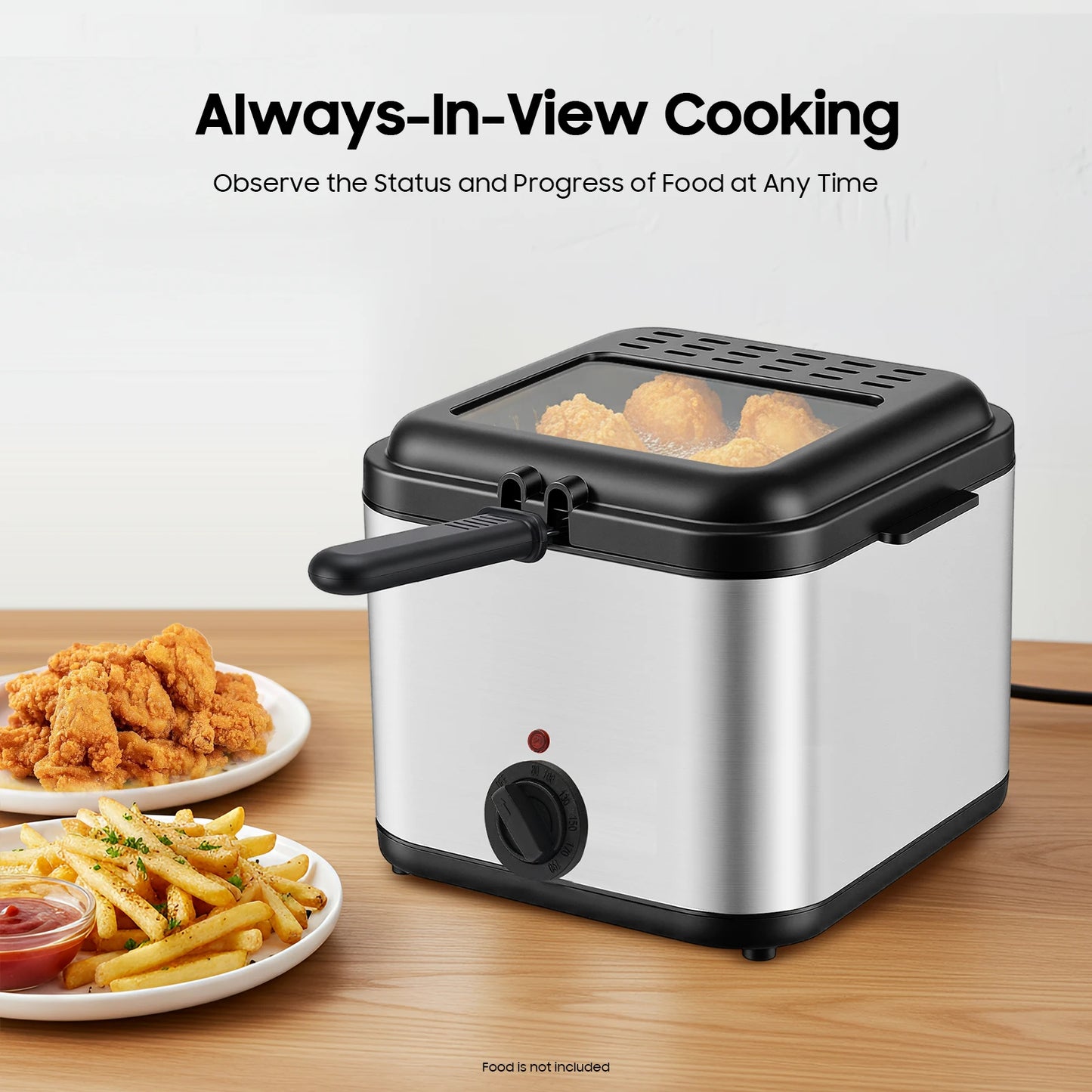 Deep Fryers, 110V Electric Deep Fryer with Basket, Stainless Steel Commercial Deep Fryer for Home Kitchen, Restaurant, Fast Food