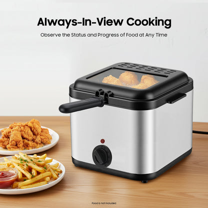 Deep Fryers, 110V Electric Deep Fryer with Basket, Stainless Steel Commercial Deep Fryer for Home Kitchen, Restaurant, Fast Food