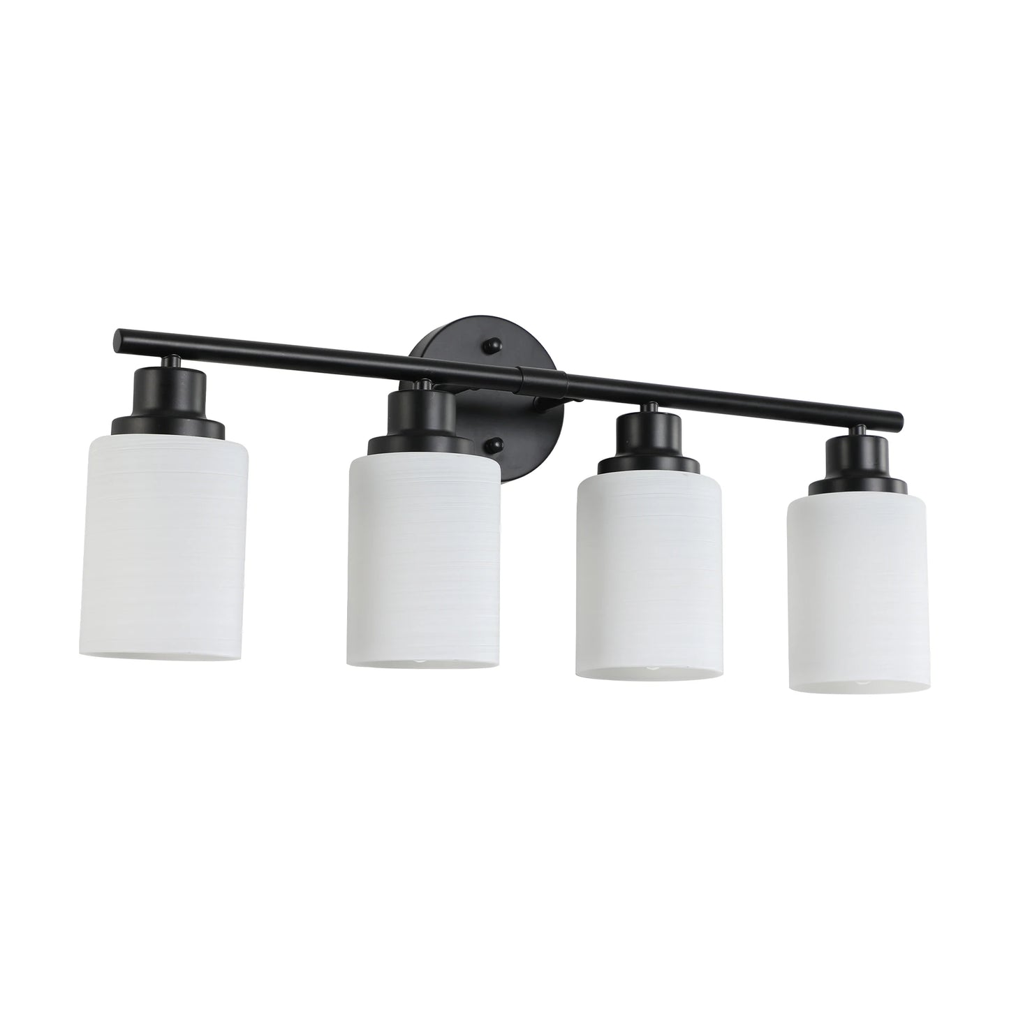 Modern 4/5/6 Vanity Bathroom Mirror Lights, With Frosted White Glass Lampshades and Black Iron Frame