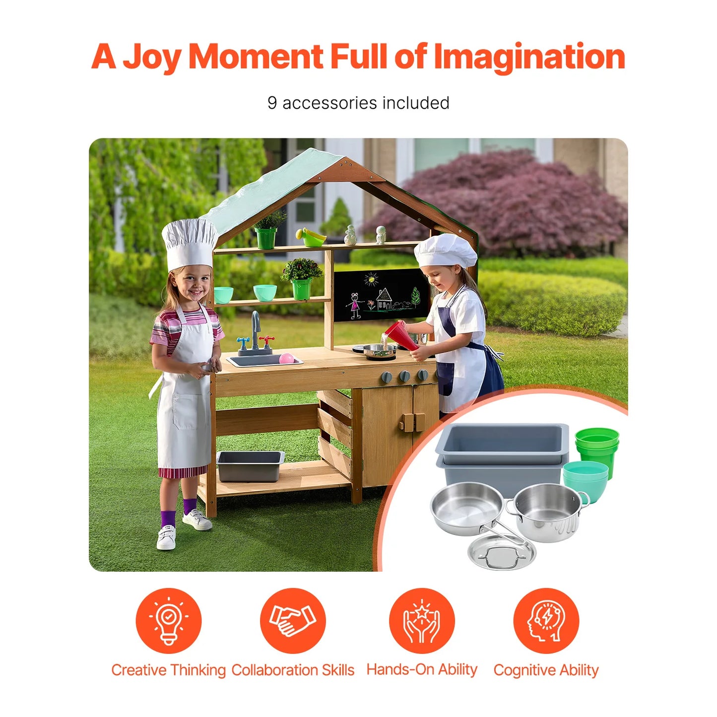 Mud Kitchen Cookware Kids Outdoor Grocery Store Playset
