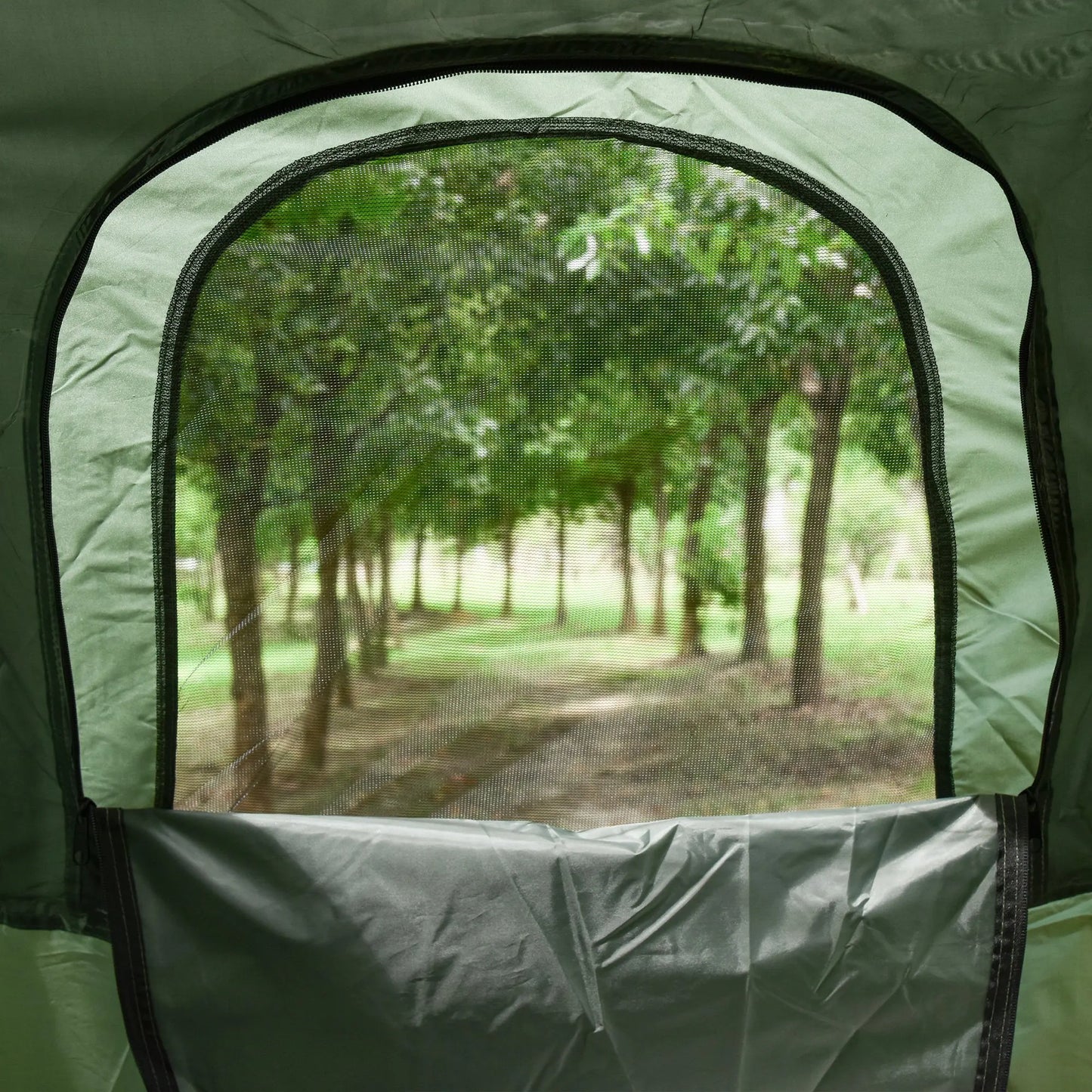 All in One Camping Tent-Cot Combo with Air Mattress, Pump and Sleeping Bag