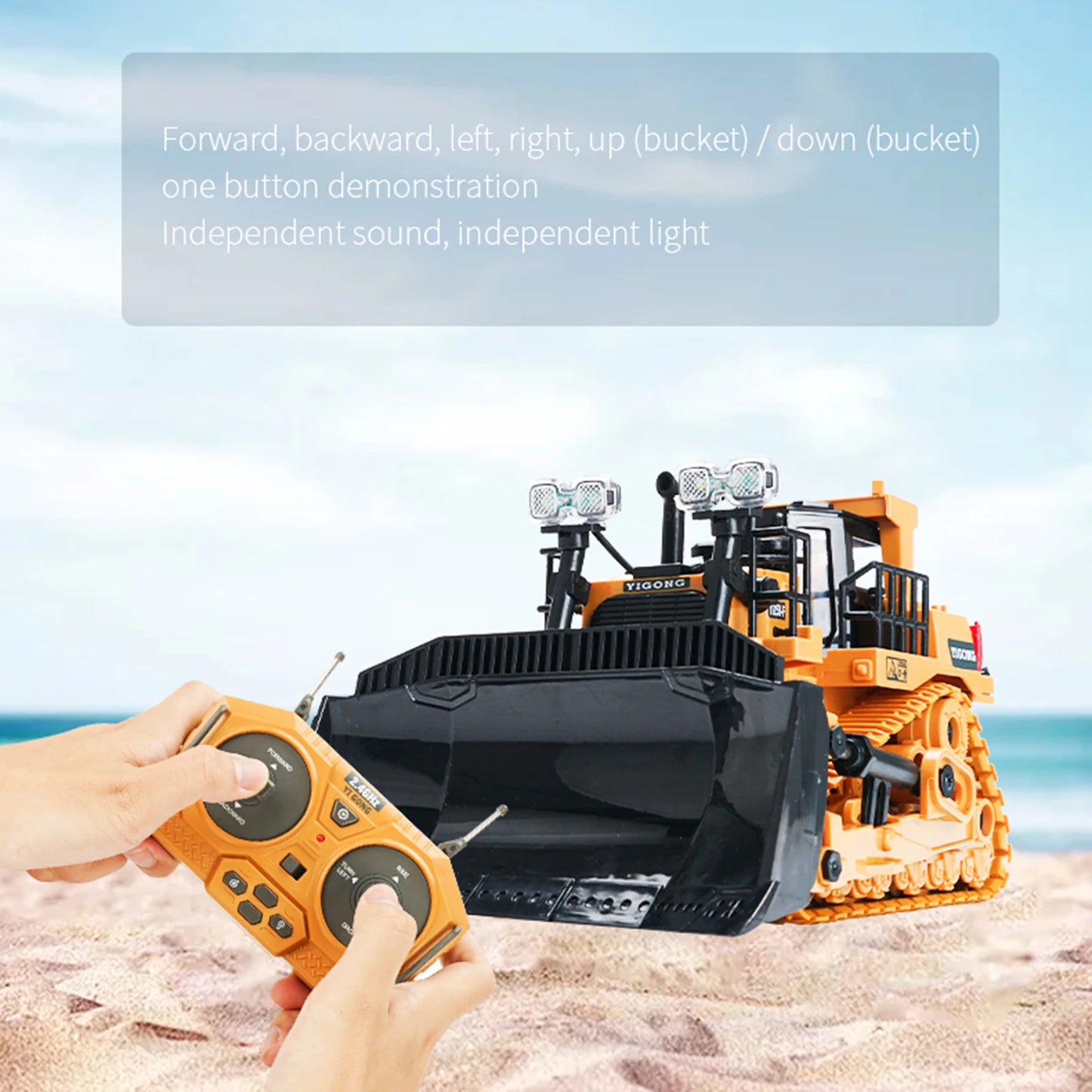 RC Heavy Bulldozer 1/24 Scale Dozer, 9 Channels 2.4G Radio Controlled