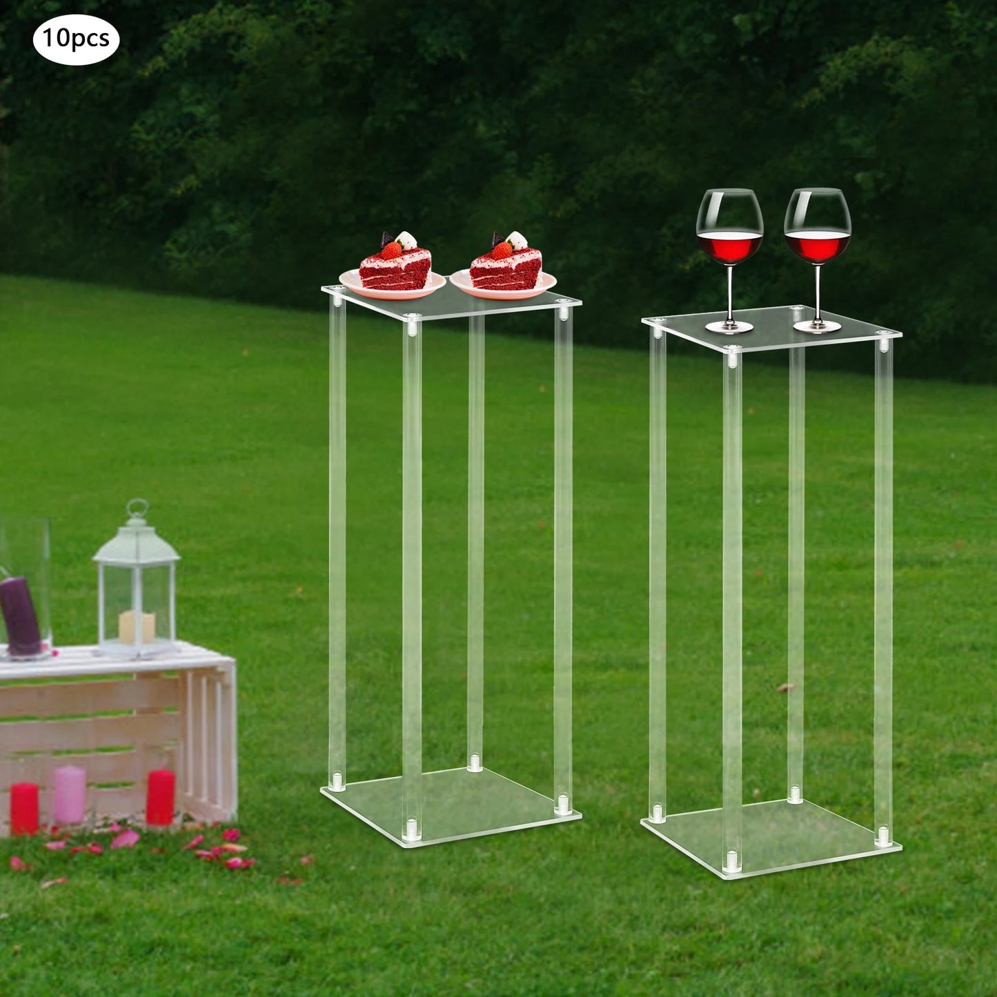 10Pcs Set Acrylic Wedding Flower Stands 60cm Height Clear Column Rack