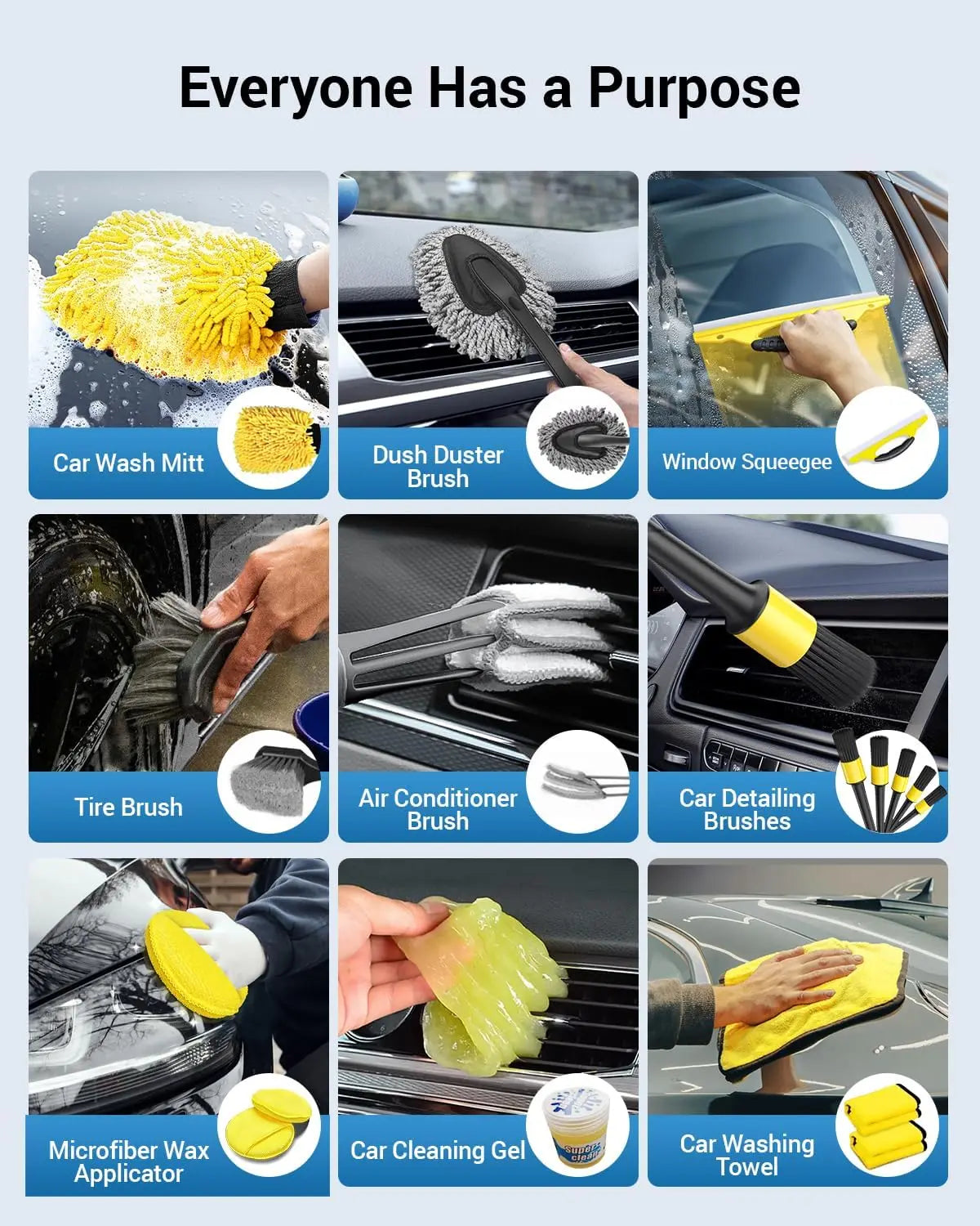 30PCS Car Detailing Kit with Drill Brush Attachments & Portable Box