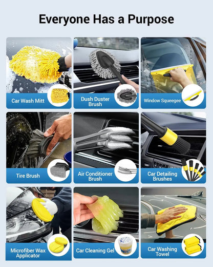 30PCS Car Detailing Kit with Drill Brush Attachments & Portable Box