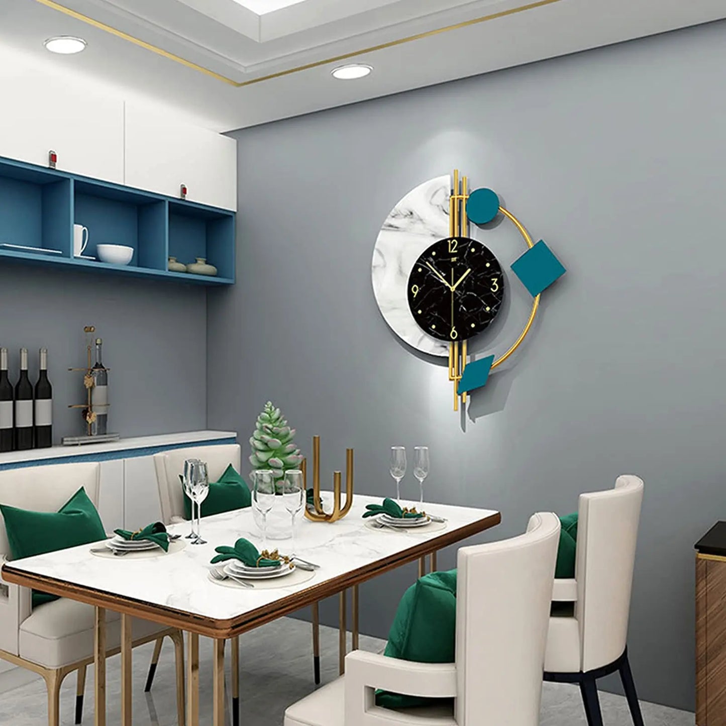 22" Marble Nordic Style Creative Luxury Wall Clock Non-Ticking Silent