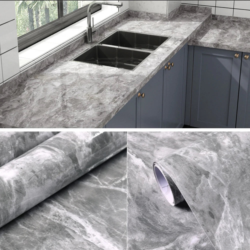 Pvc Marble Kitchen Oil-Proof, Waterproof Self-Adhesive Countertop or Cabinet Renovation Tile Stickers